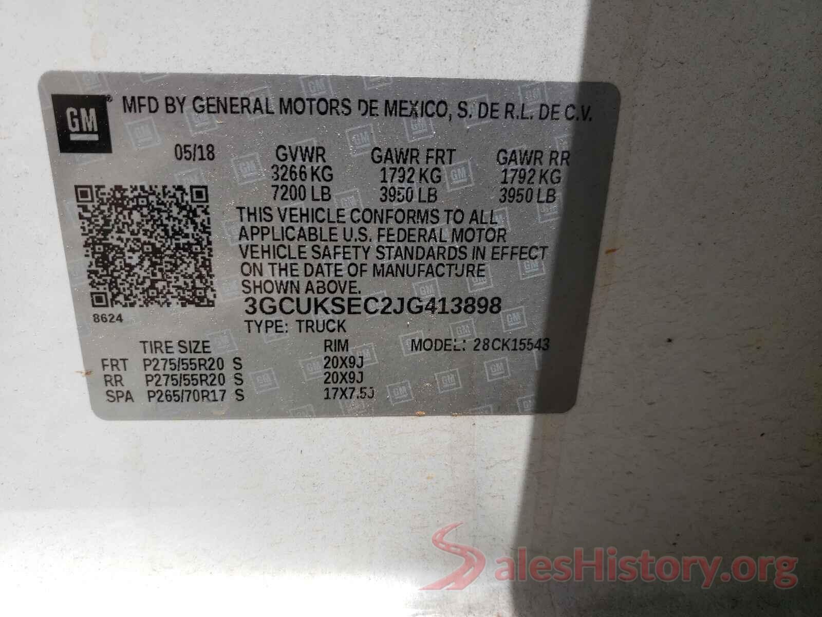 3GCUKSEC2JG413898 2018 CHEVROLET SILVERADO