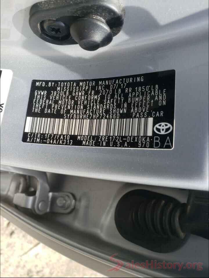 5YFBURHE7HP724660 2017 TOYOTA COROLLA