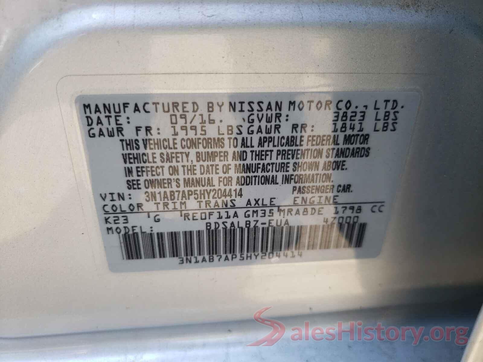 3N1AB7AP5HY204414 2017 NISSAN SENTRA