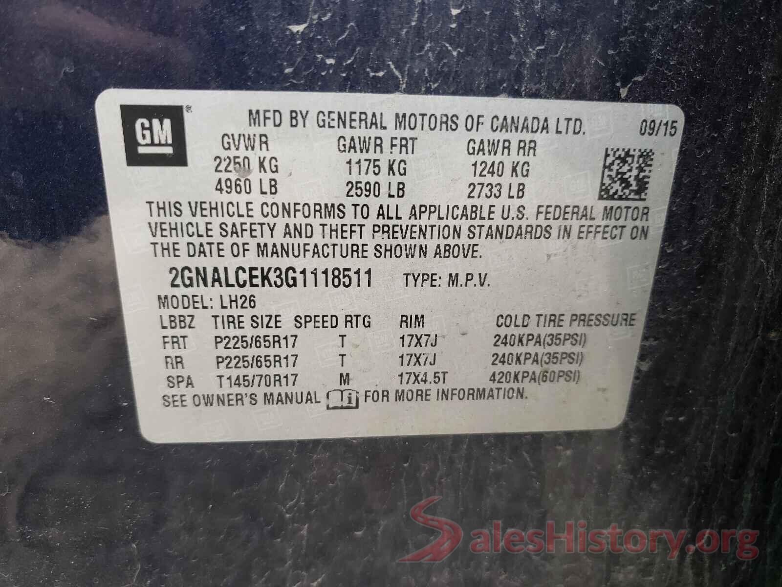 2GNALCEK3G1118511 2016 CHEVROLET EQUINOX