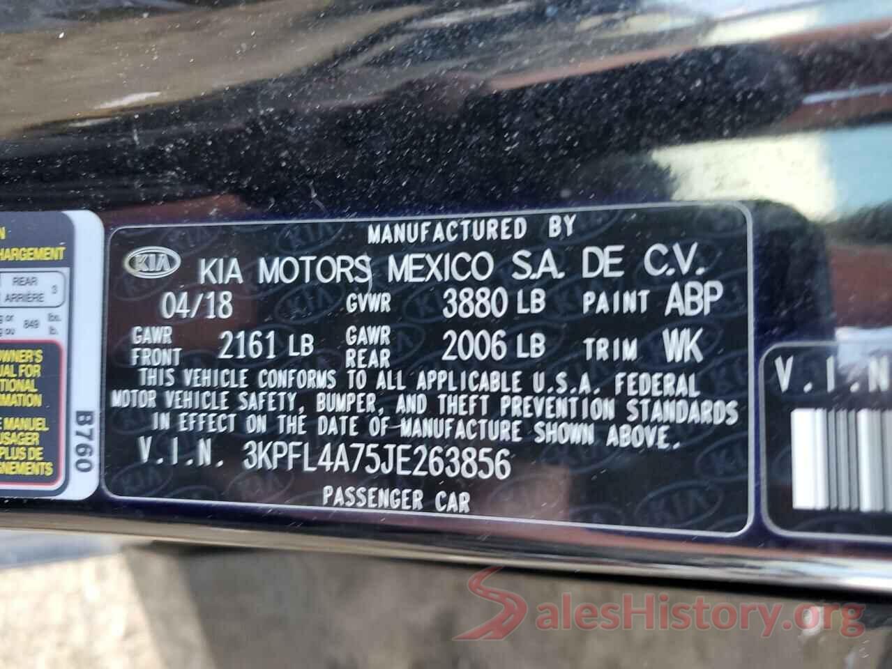 3KPFL4A75JE263856 2018 KIA FORTE