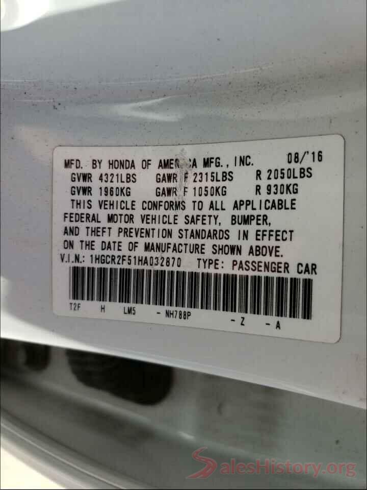 1HGCR2F51HA032870 2017 HONDA ACCORD