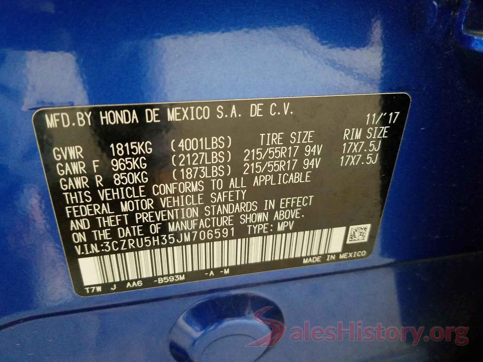 3CZRU5H35JM706591 2018 HONDA HR-V