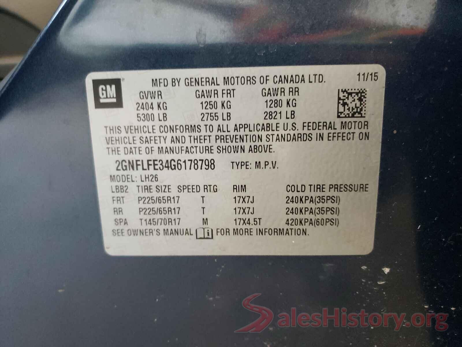 2GNFLFE34G6178798 2016 CHEVROLET EQUINOX