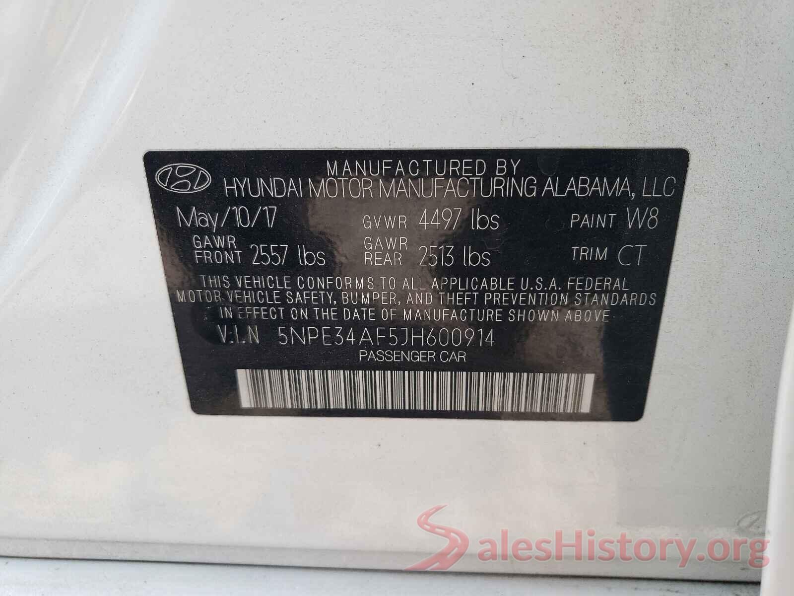 5NPE34AF5JH600914 2018 HYUNDAI SONATA