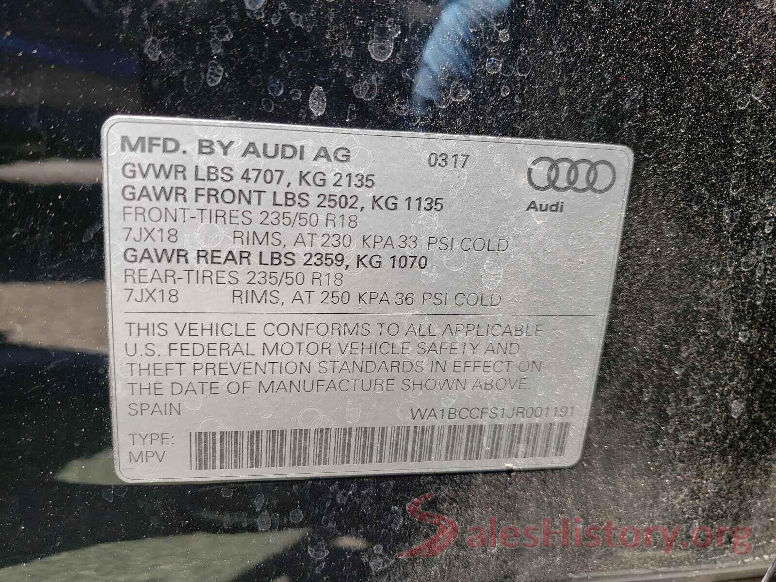 WA1BCCFS1JR001191 2018 AUDI Q3