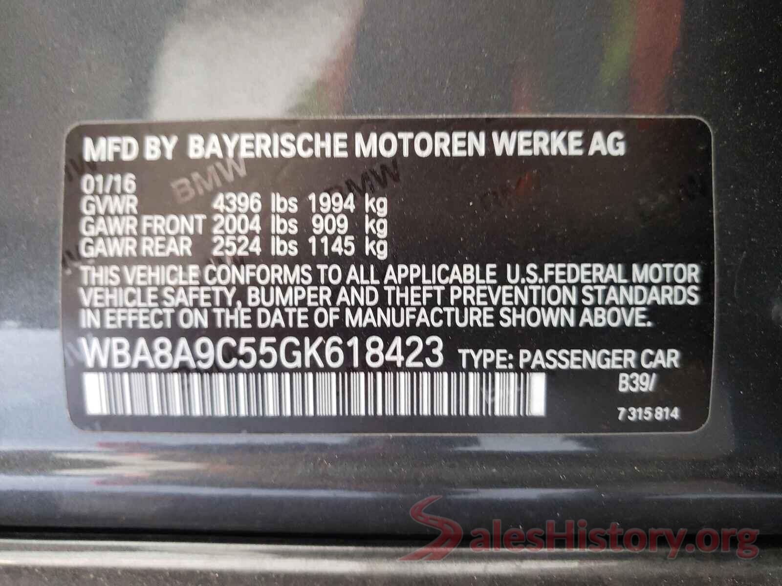 WBA8A9C55GK618423 2016 BMW 3 SERIES