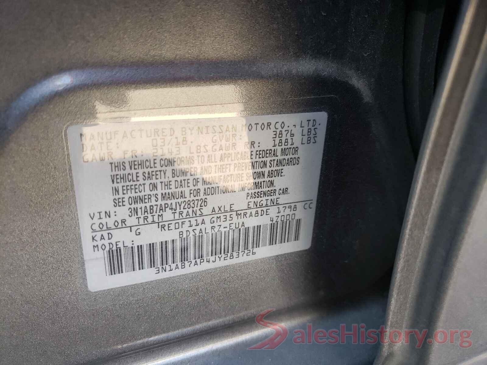 3N1AB7AP4JY283726 2018 NISSAN SENTRA