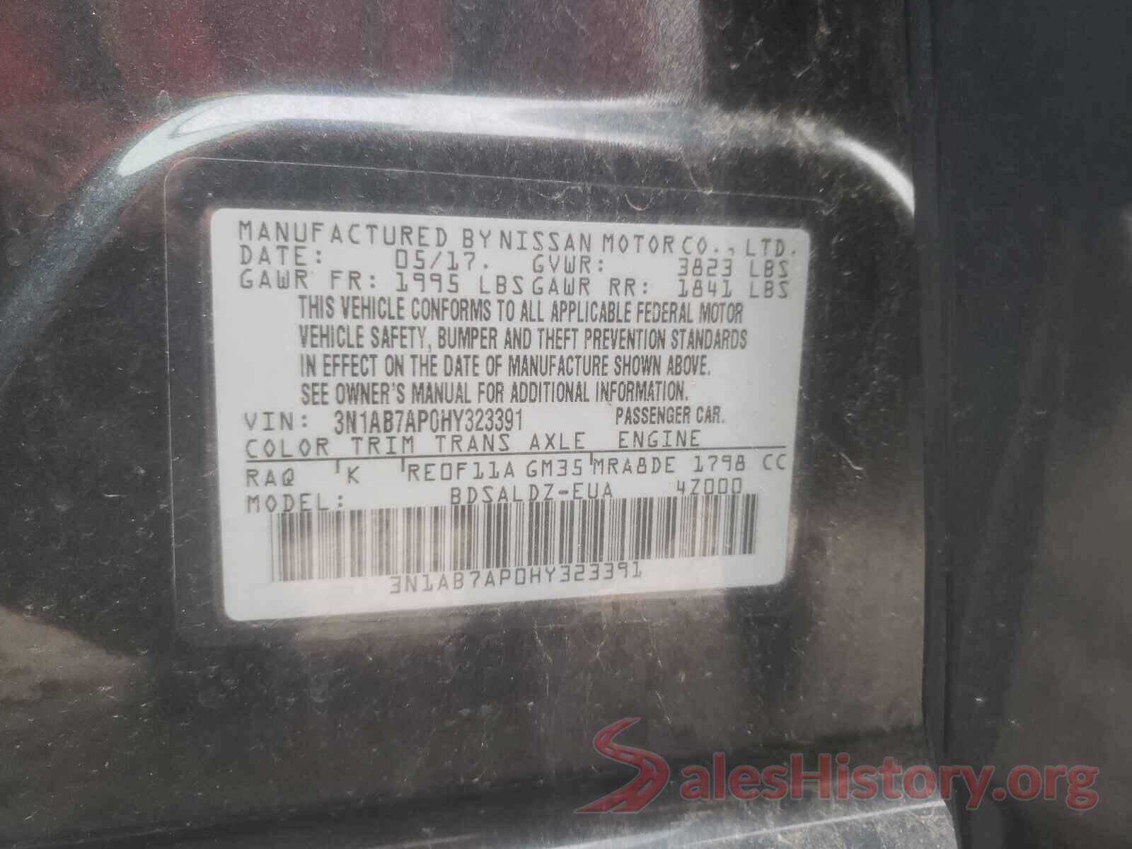 3N1AB7AP0HY323391 2017 NISSAN SENTRA