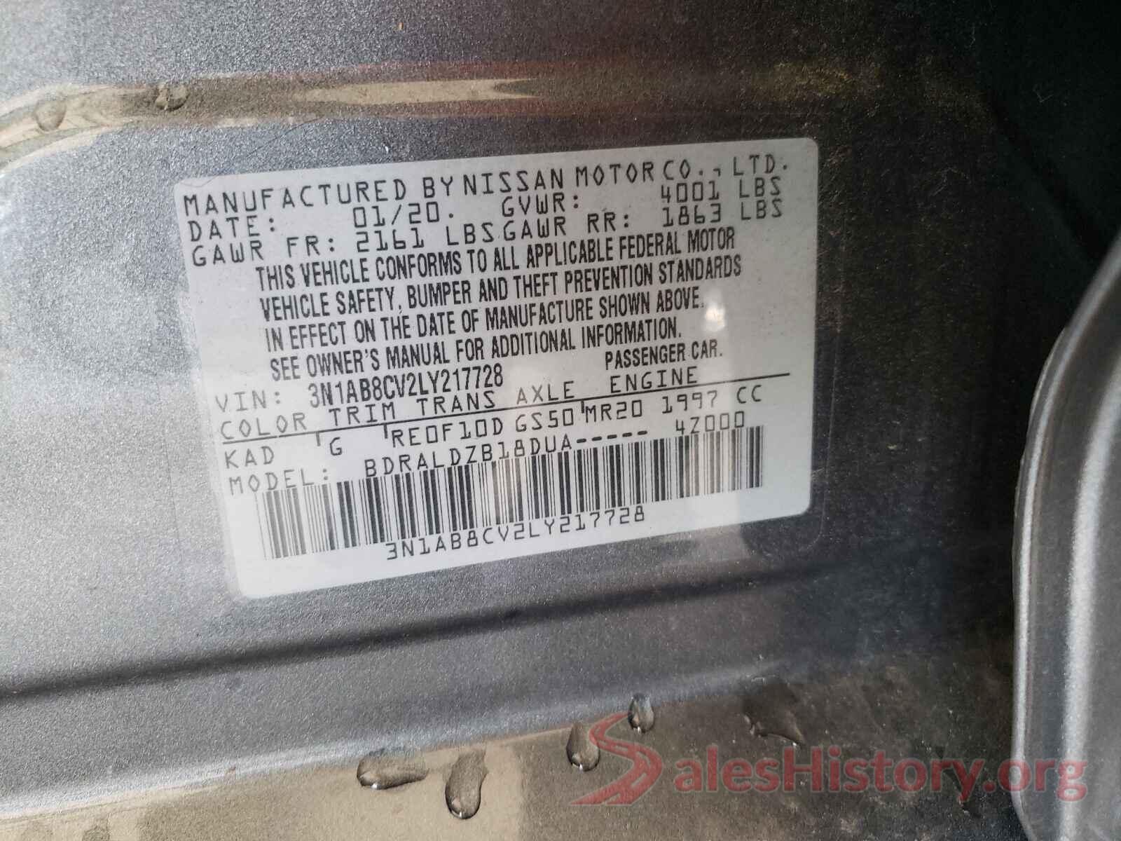 3N1AB8CV2LY217728 2020 NISSAN SENTRA