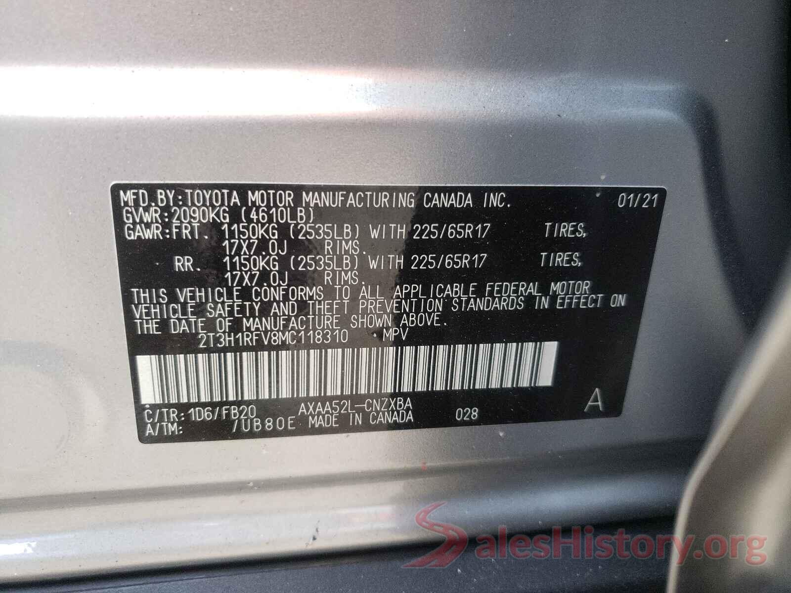 2T3H1RFV8MC118310 2021 TOYOTA RAV4