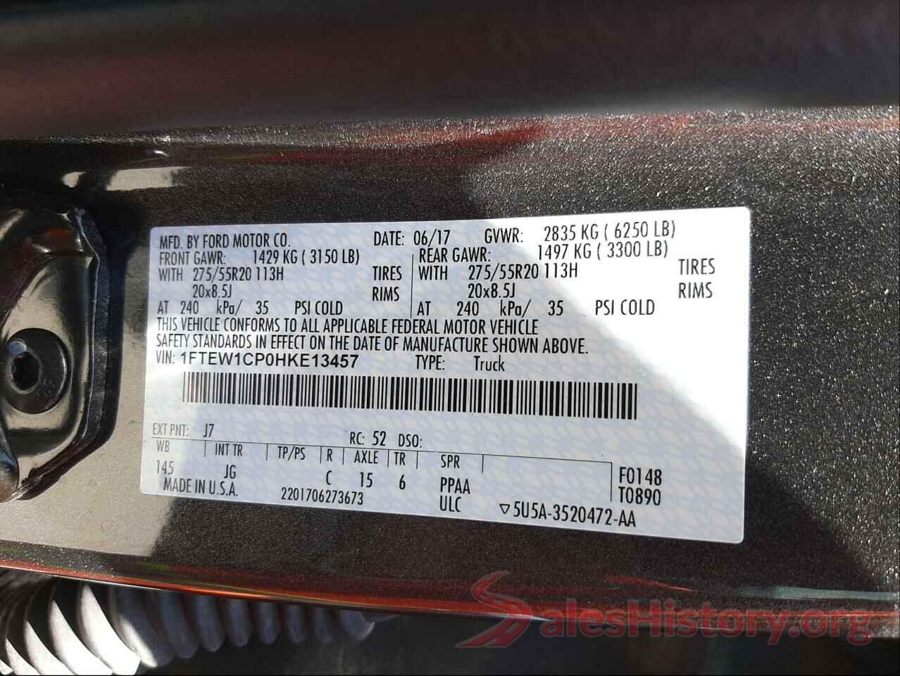 1FTEW1CP0HKE13457 2017 FORD F-150