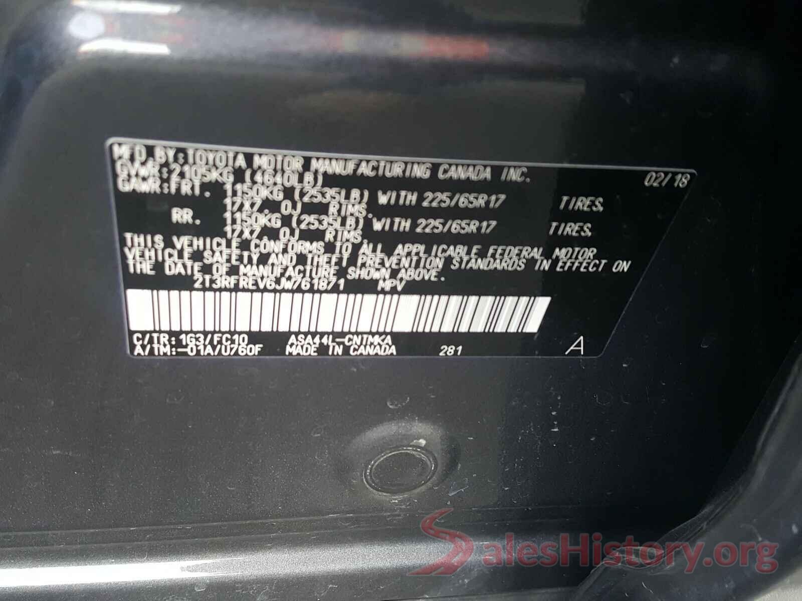 2T3RFREV6JW761871 2018 TOYOTA RAV4