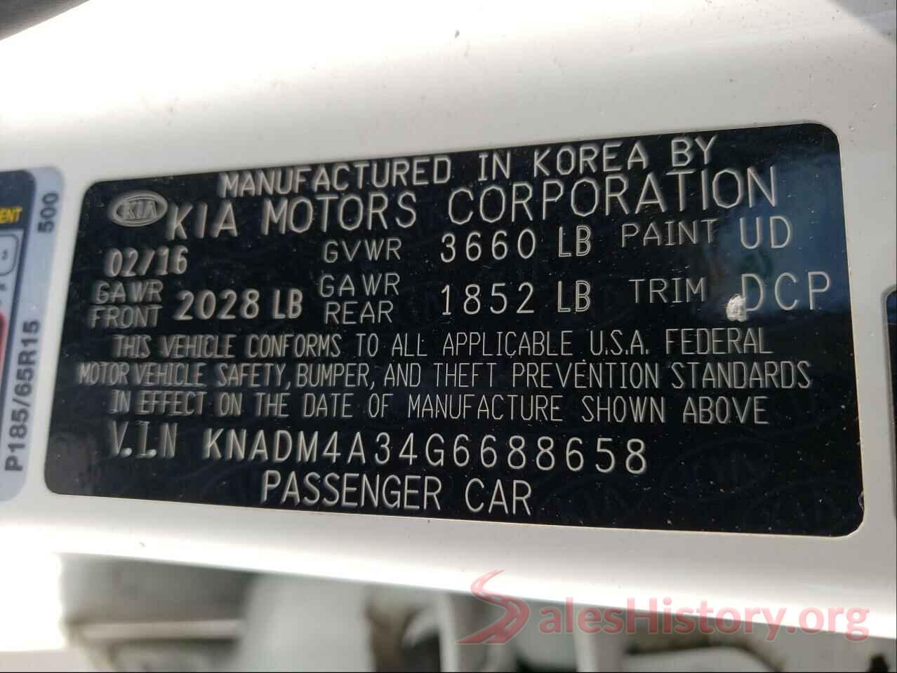 KNADM4A34G6688658 2016 KIA RIO