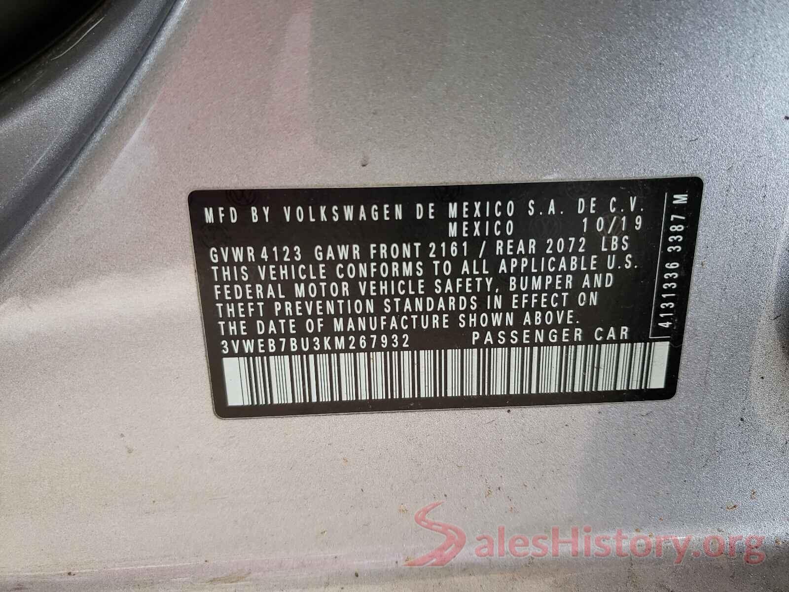 3VWEB7BU3KM267932 2019 VOLKSWAGEN JETTA