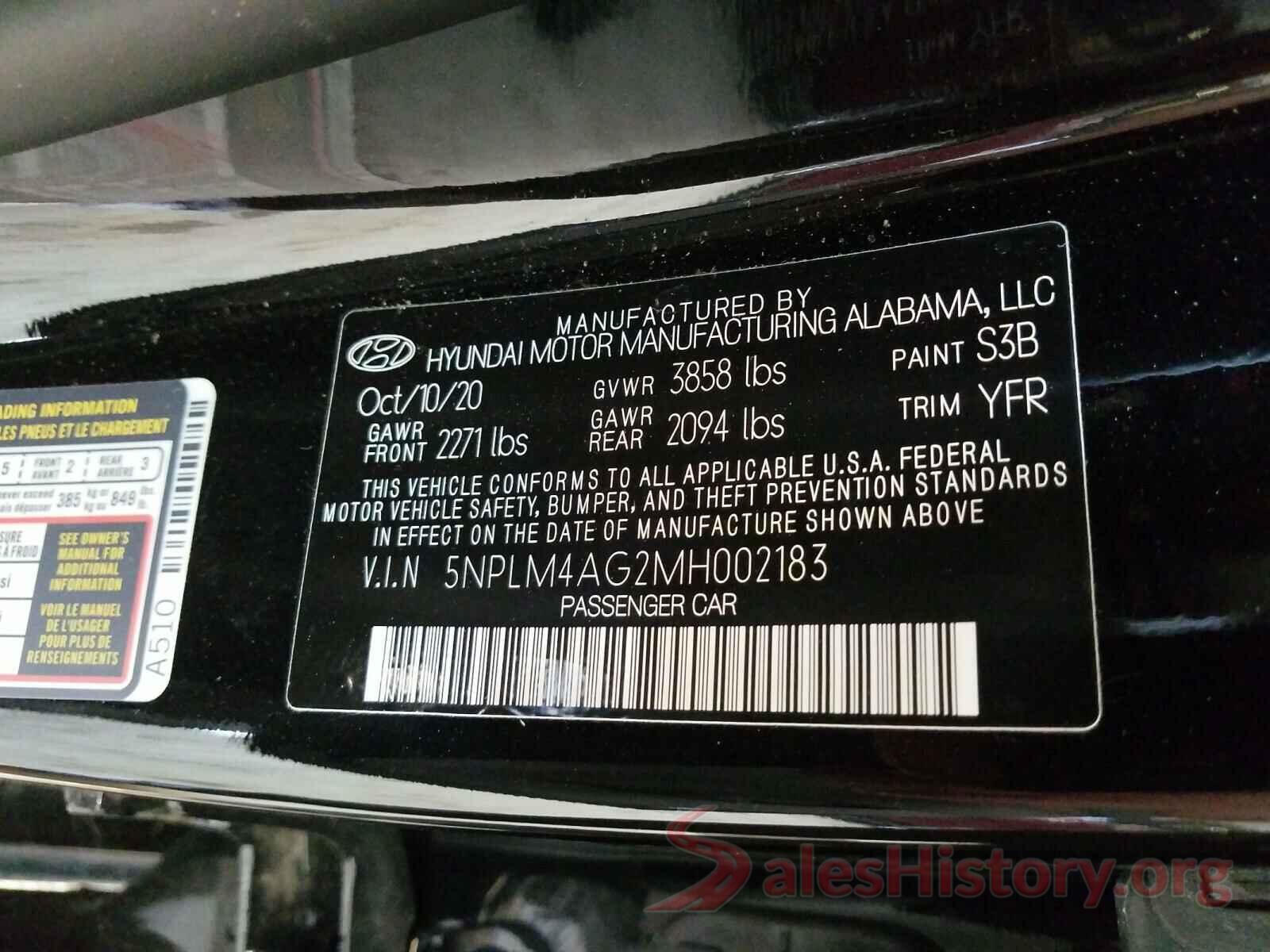 5NPLM4AG2MH002183 2021 HYUNDAI ELANTRA