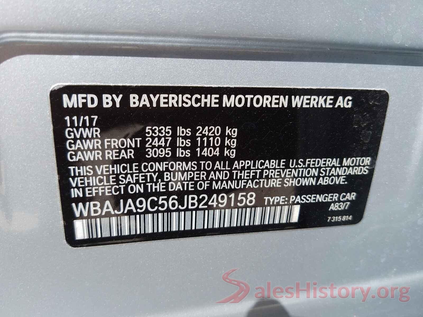 WBAJA9C56JB249158 2018 BMW 5 SERIES