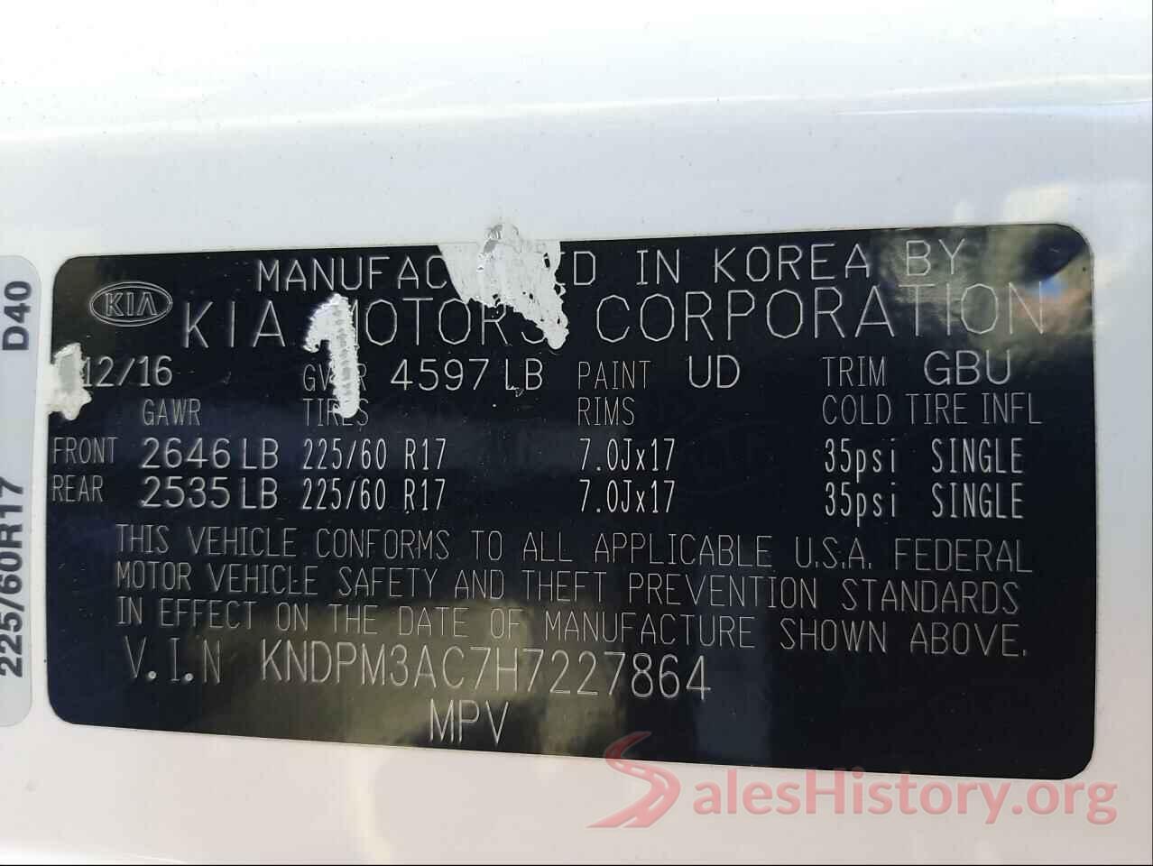 KNDPM3AC7H7227864 2017 KIA SPORTAGE