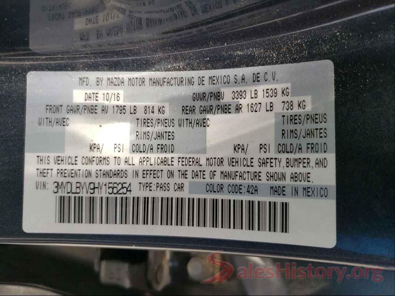 3MYDLBYV9HY156254 2017 TOYOTA YARIS