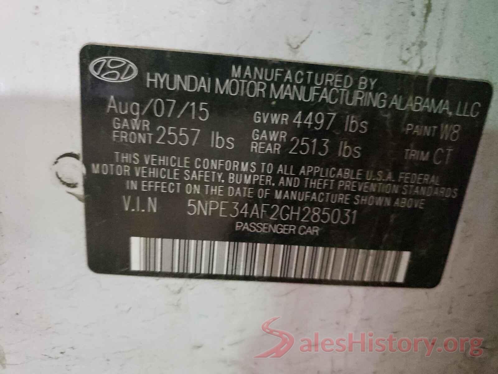 5NPE34AF2GH285031 2016 HYUNDAI SONATA