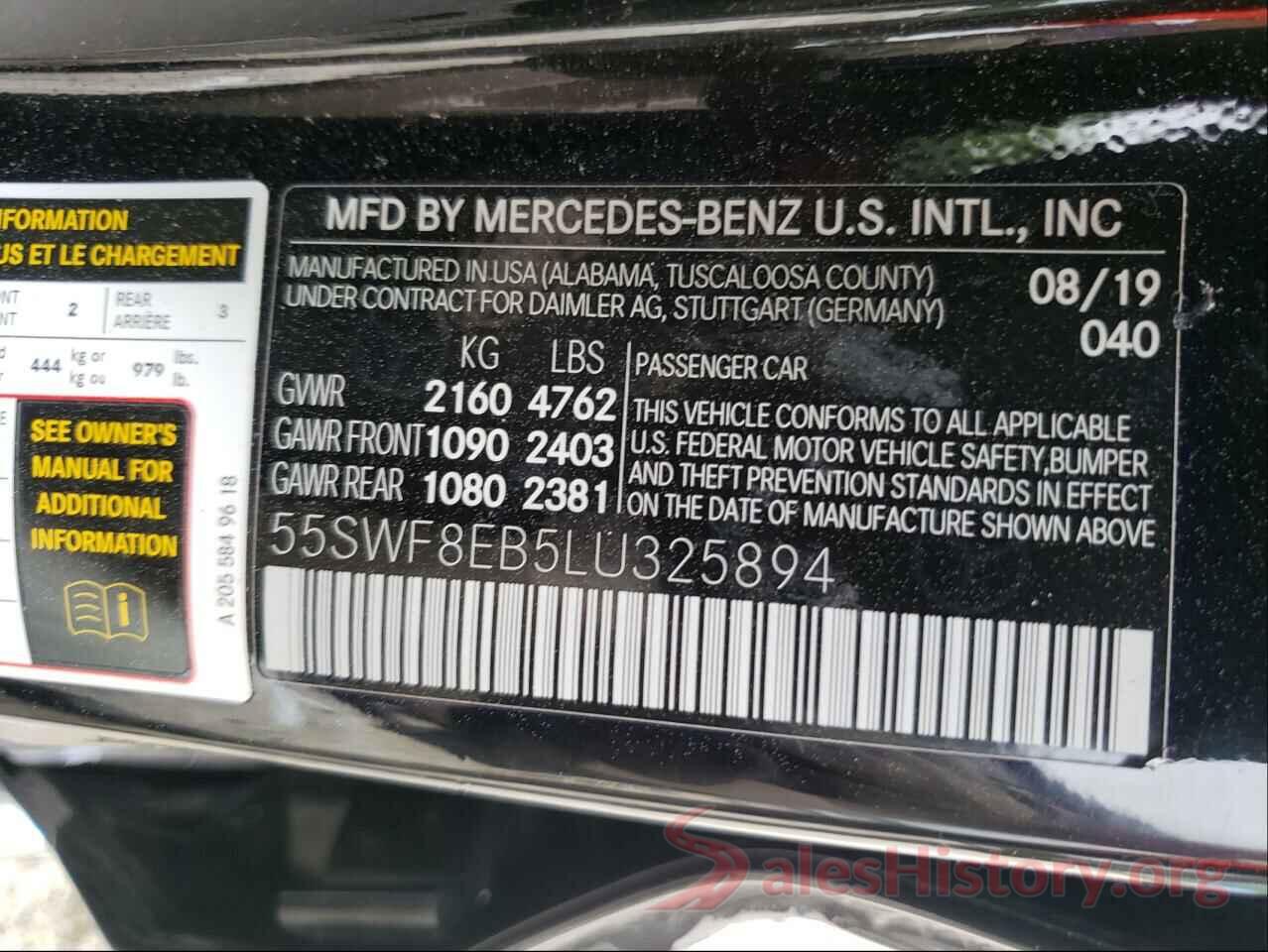 55SWF8EB5LU325894 2020 MERCEDES-BENZ C-CLASS