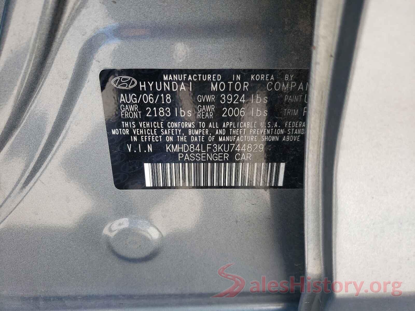 KMHD84LF3KU744829 2019 HYUNDAI ELANTRA