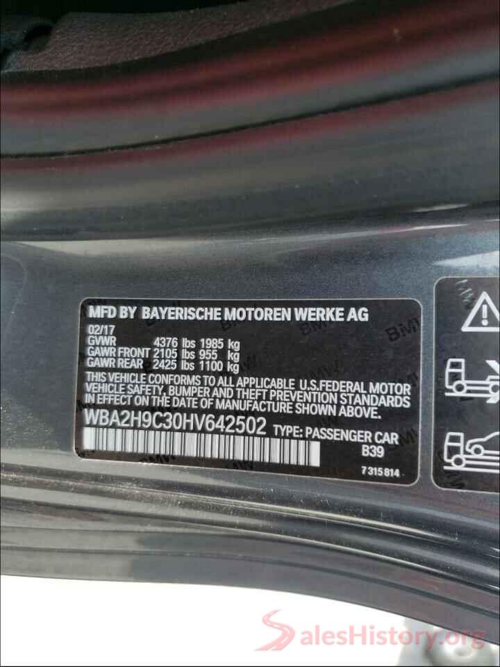 WBA2H9C30HV642502 2017 BMW 2 SERIES