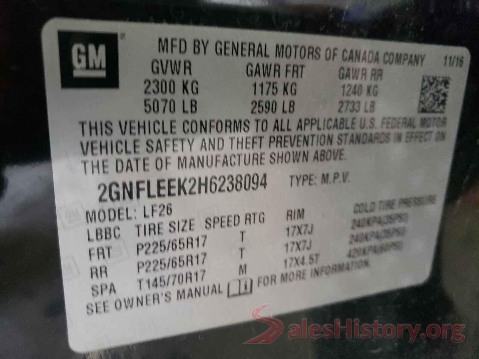 2GNFLEEK2H6238094 2017 CHEVROLET EQUINOX