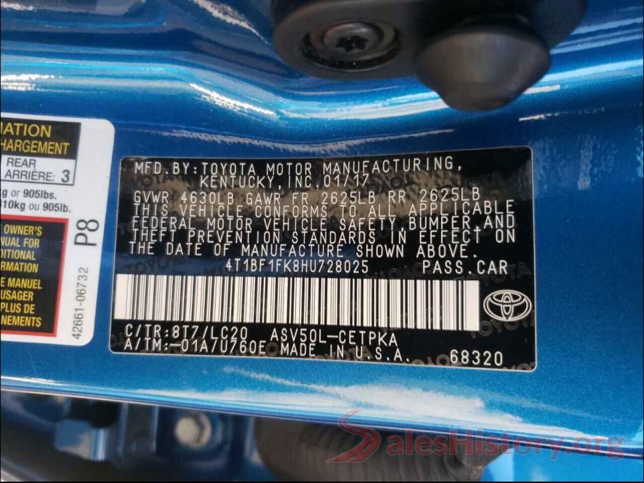 4T1BF1FK8HU728025 2017 TOYOTA CAMRY