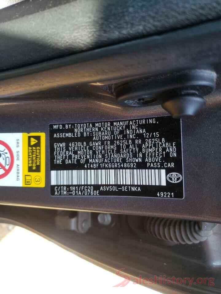 4T4BF1FK6GR548692 2016 TOYOTA CAMRY