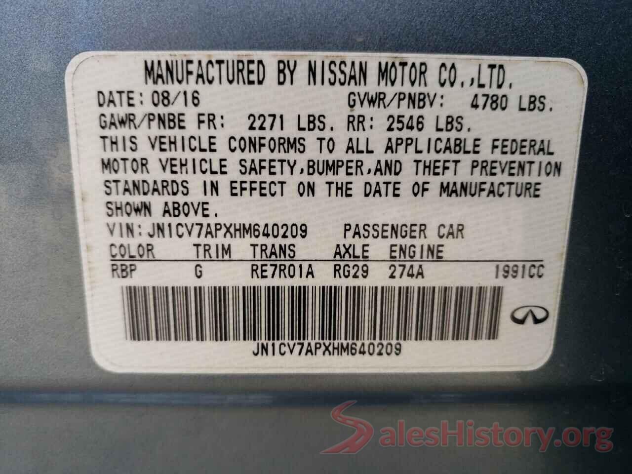 JN1CV7APXHM640209 2017 INFINITI Q50