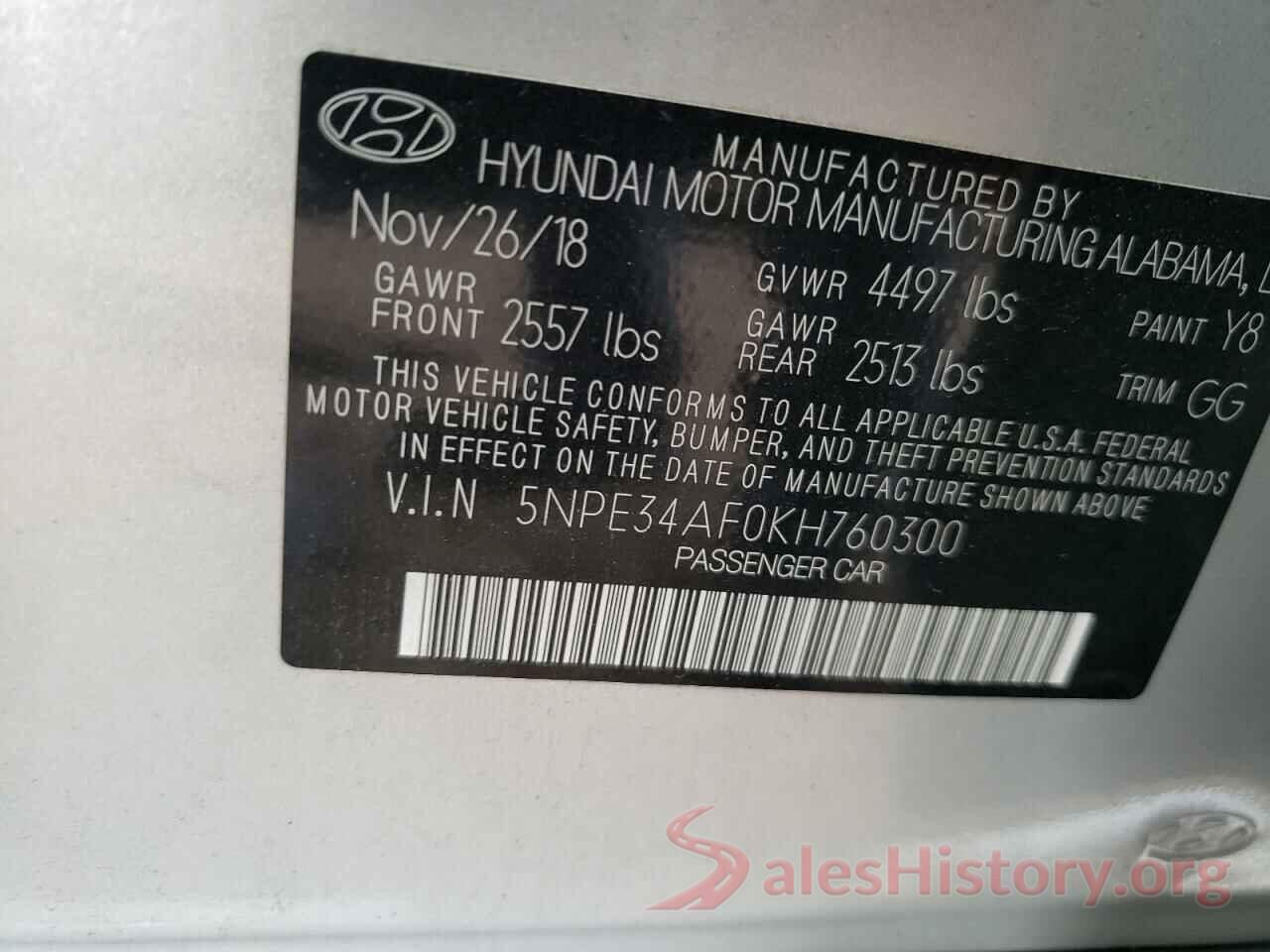 5NPE34AF0KH760300 2019 HYUNDAI SONATA