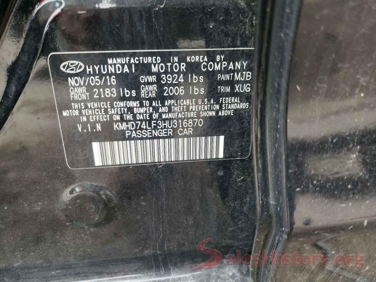 KMHD74LF3HU316870 2017 HYUNDAI ELANTRA