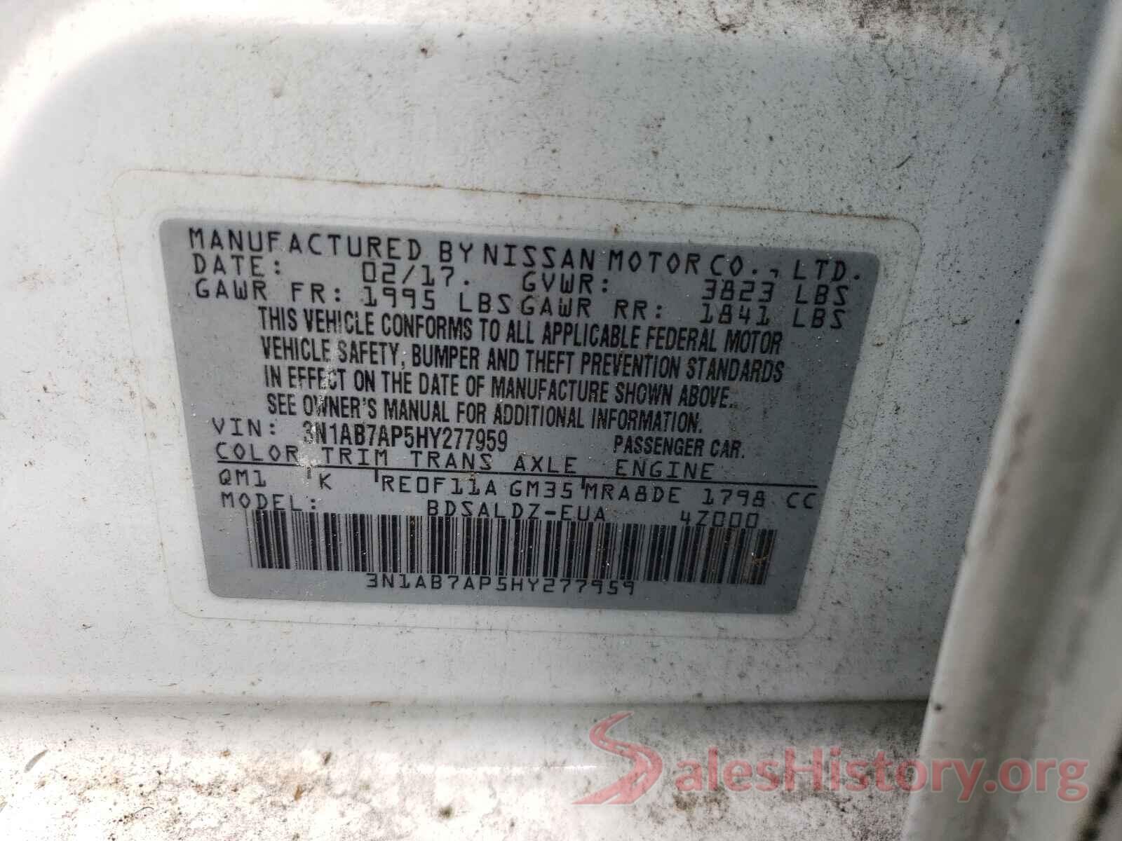 3N1AB7AP5HY277959 2017 NISSAN SENTRA