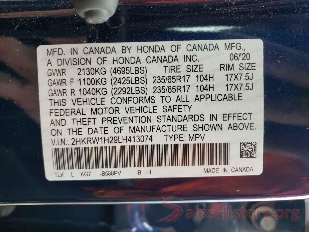 2HKRW1H29LH413074 2020 HONDA CRV