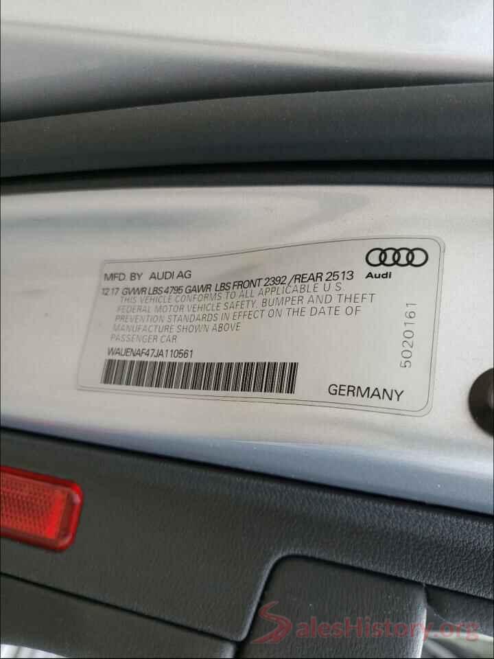 WAUENAF47JA110561 2018 AUDI A4