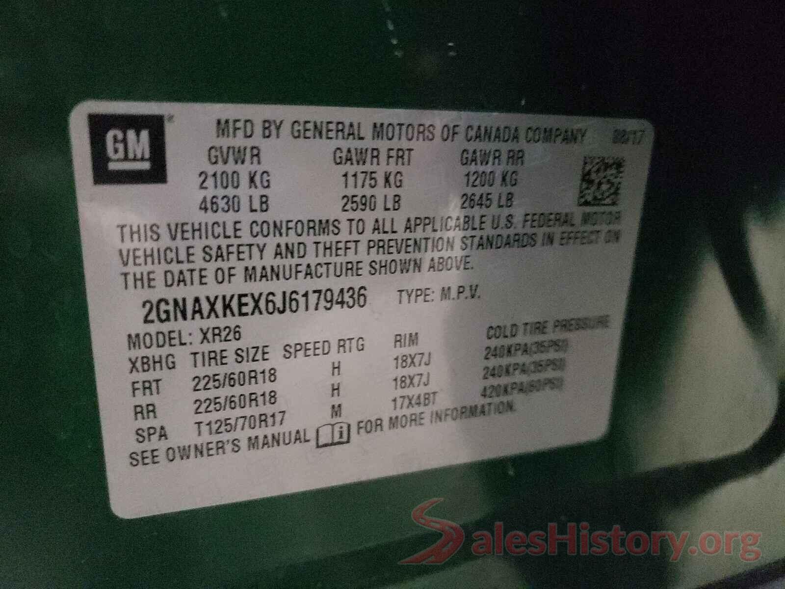 2GNAXKEX6J6179436 2018 CHEVROLET EQUINOX