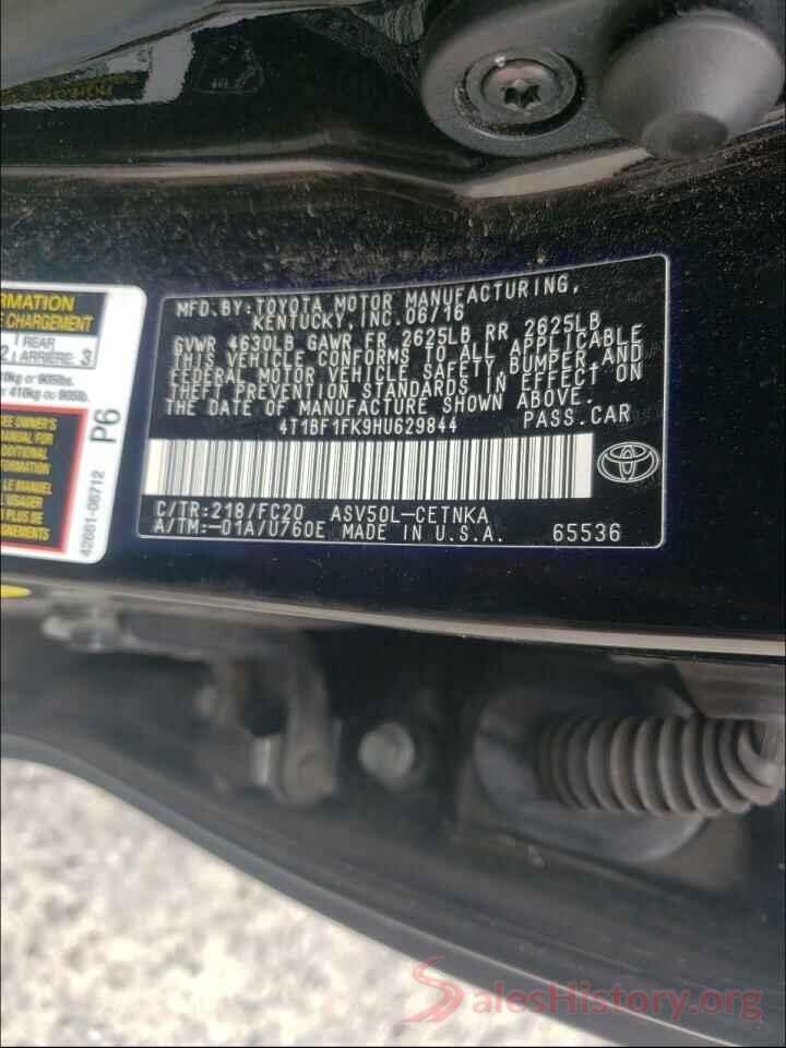 4T1BF1FK9HU629844 2017 TOYOTA CAMRY