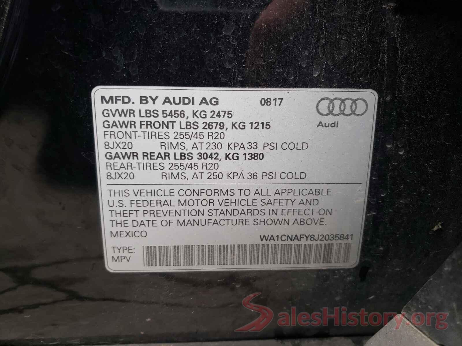 WA1CNAFY8J2035841 2018 AUDI Q5