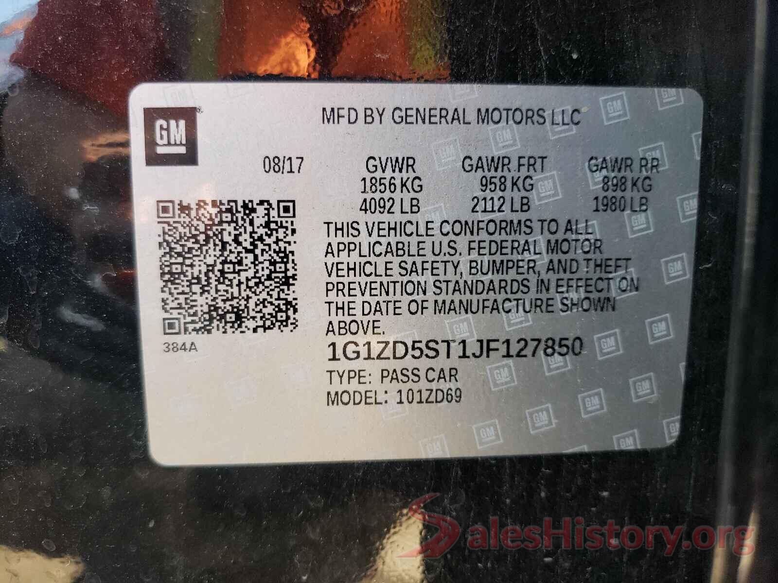 1G1ZD5ST1JF127850 2018 CHEVROLET MALIBU