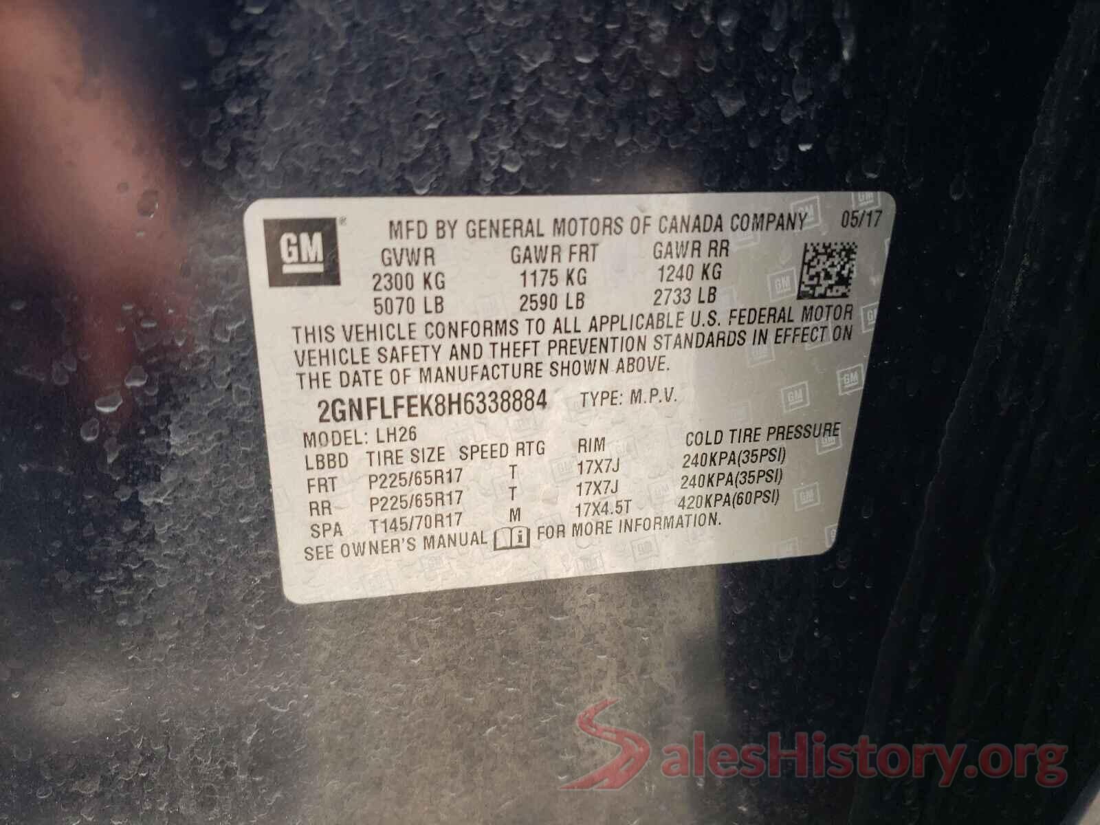 2GNFLFEK8H6338884 2017 CHEVROLET EQUINOX