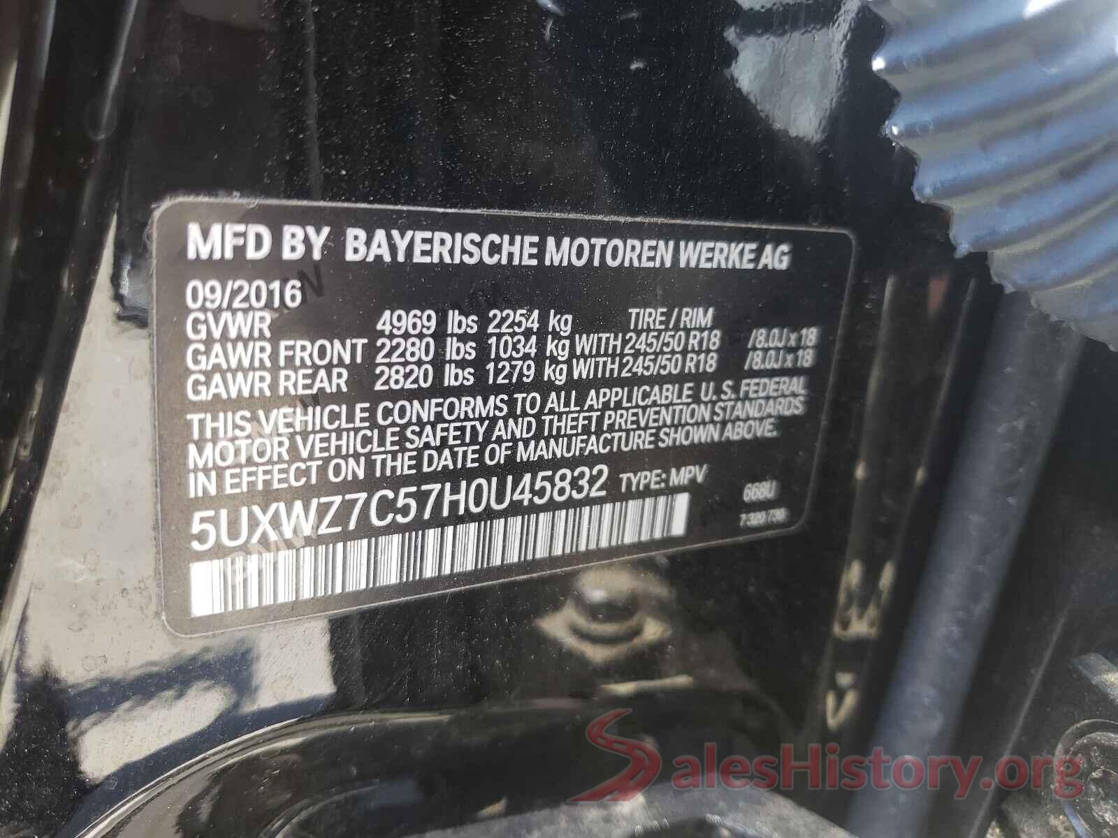 5UXWZ7C57H0U45832 2017 BMW X3