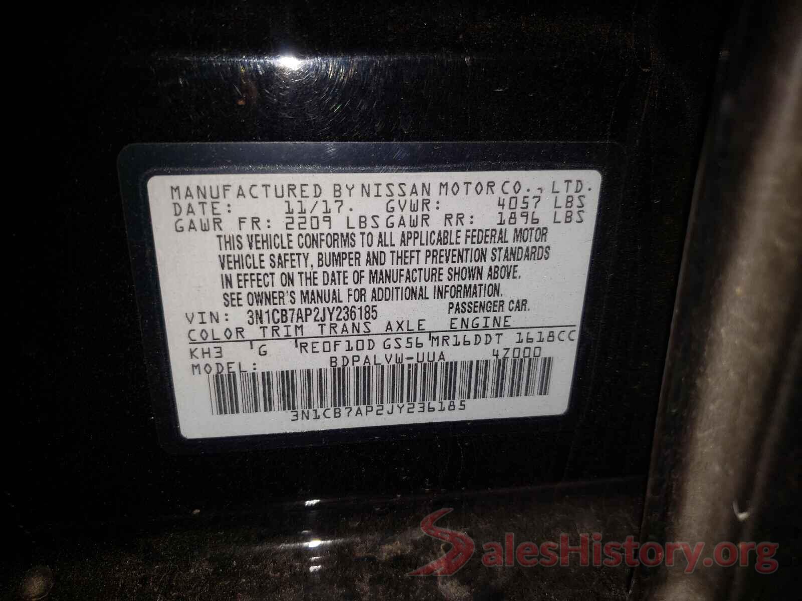 3N1CB7AP2JY236185 2018 NISSAN SENTRA