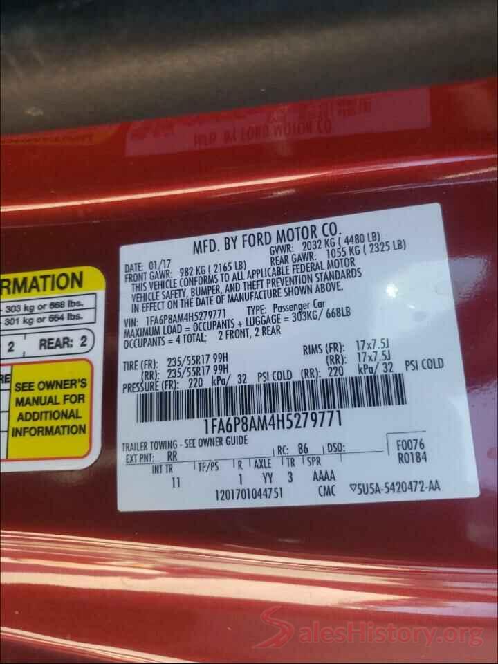 1FA6P8AM4H5279771 2017 FORD MUSTANG