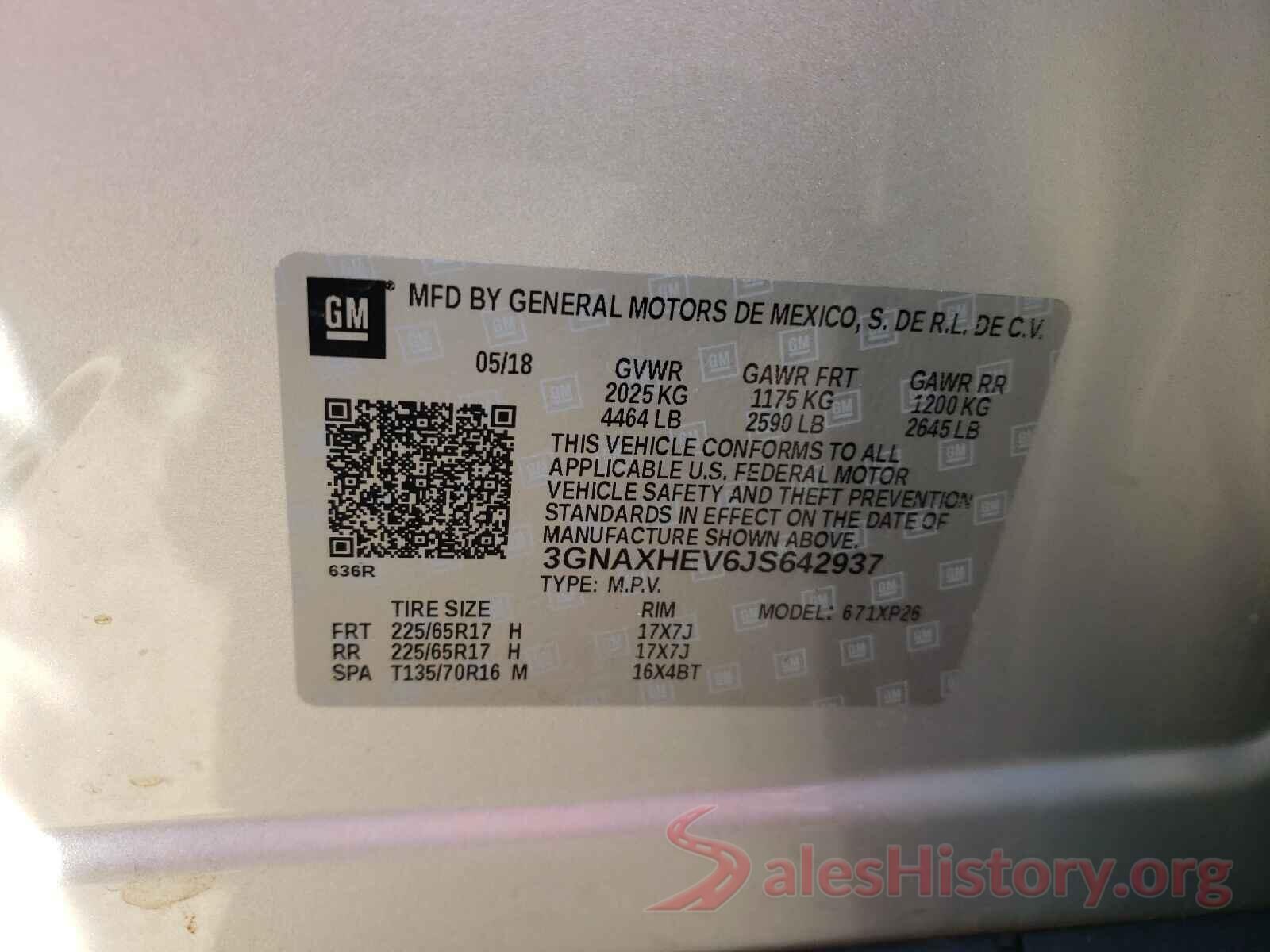 3GNAXHEV6JS642937 2018 CHEVROLET EQUINOX