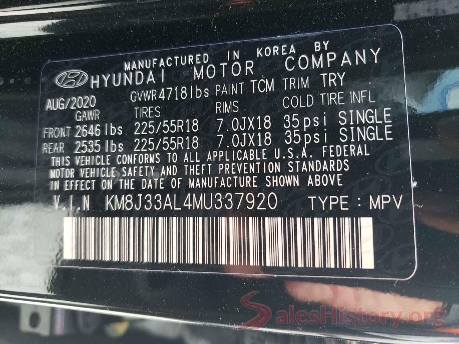 KM8J33AL4MU337920 2021 HYUNDAI TUCSON