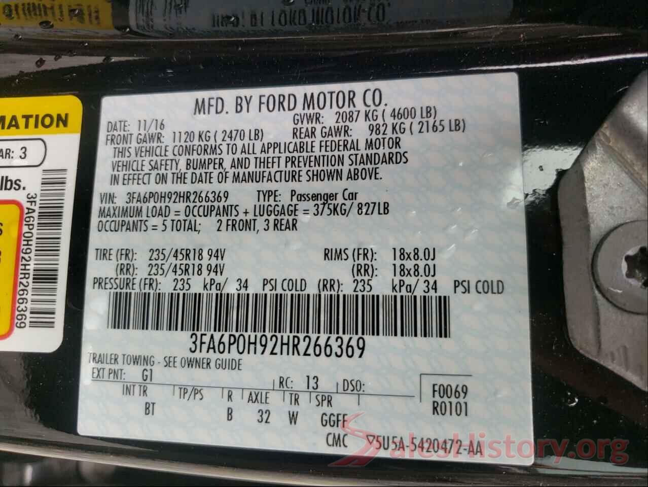 3FA6P0H92HR266369 2017 FORD FUSION