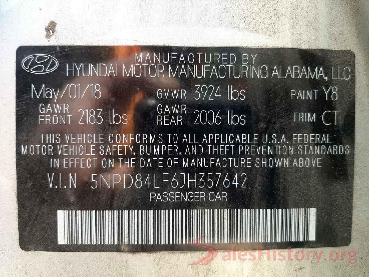 5NPD84LF6JH357642 2018 HYUNDAI ELANTRA