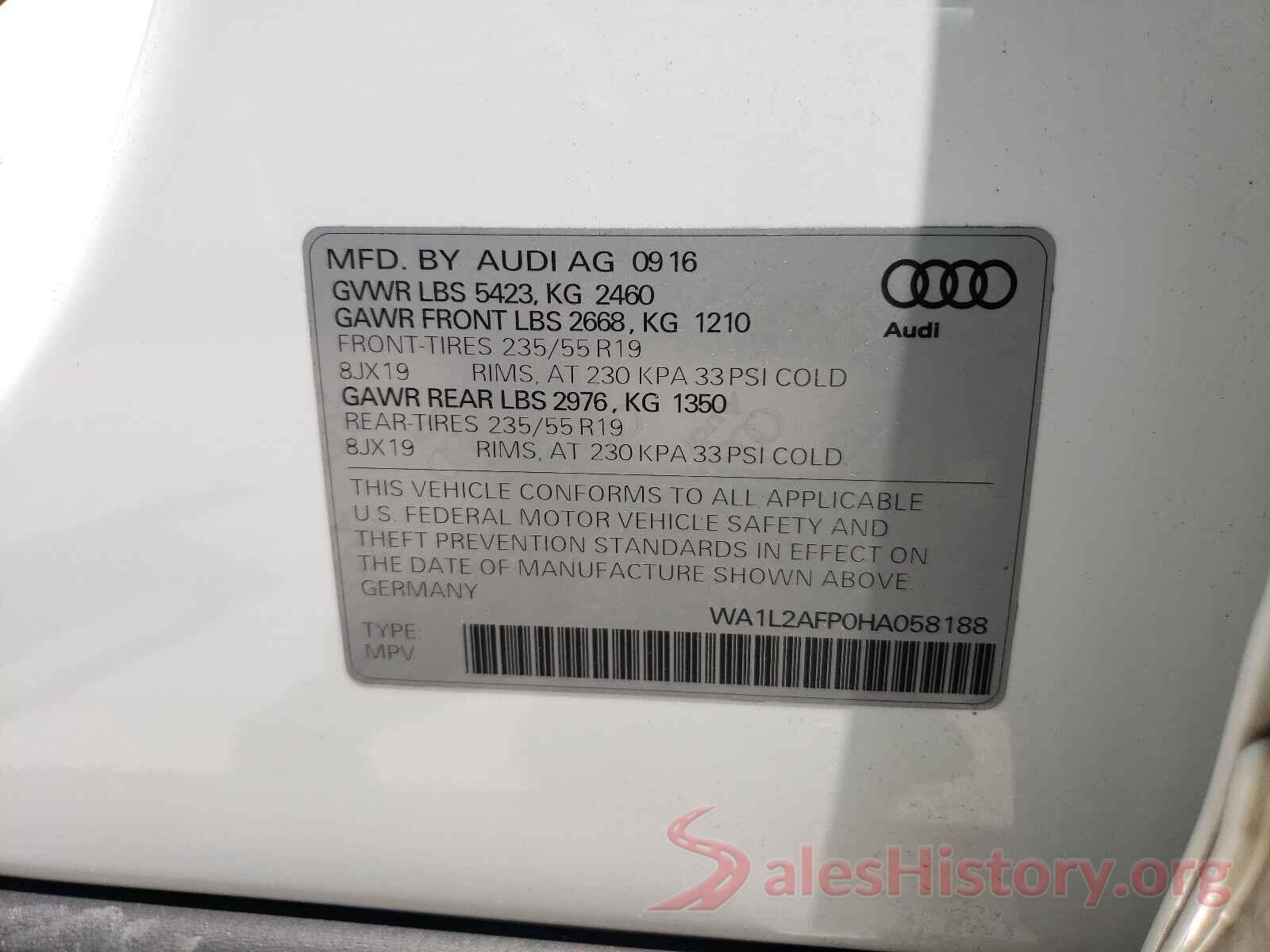 WA1L2AFP0HA058188 2017 AUDI Q5