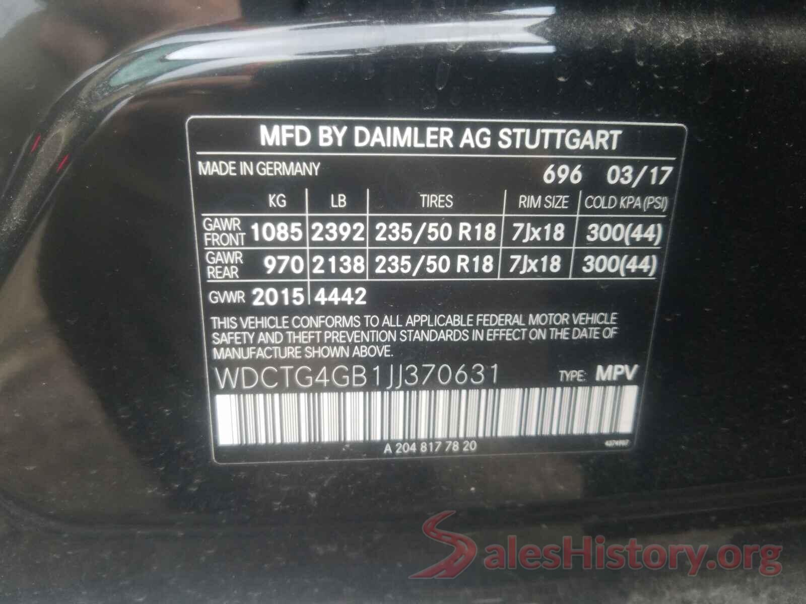 WDCTG4GB1JJ370631 2018 MERCEDES-BENZ GLA-CLASS